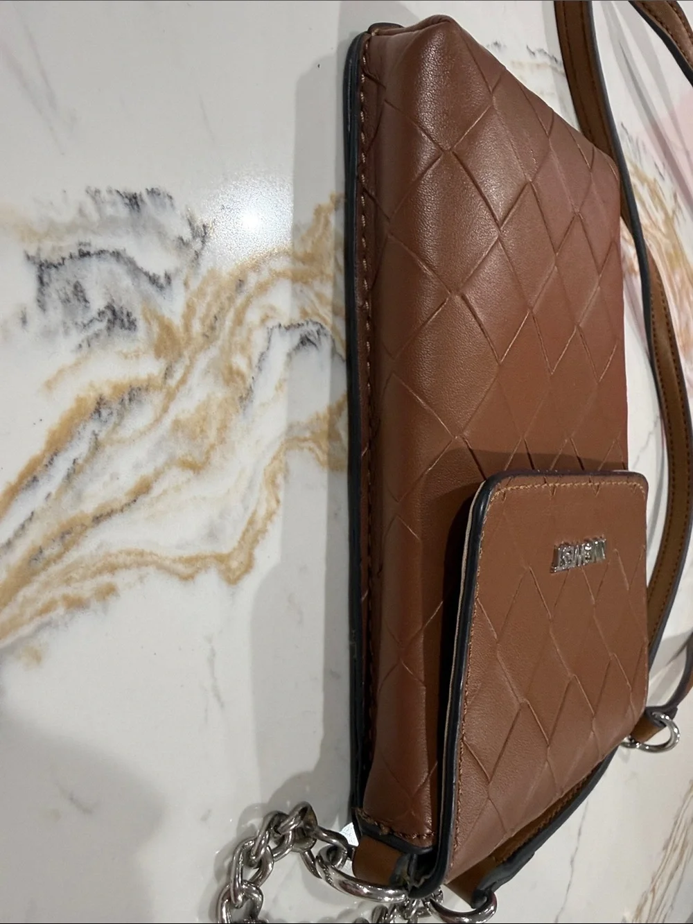 Nine West Tan Quilted Crossbody Phone Pouch
